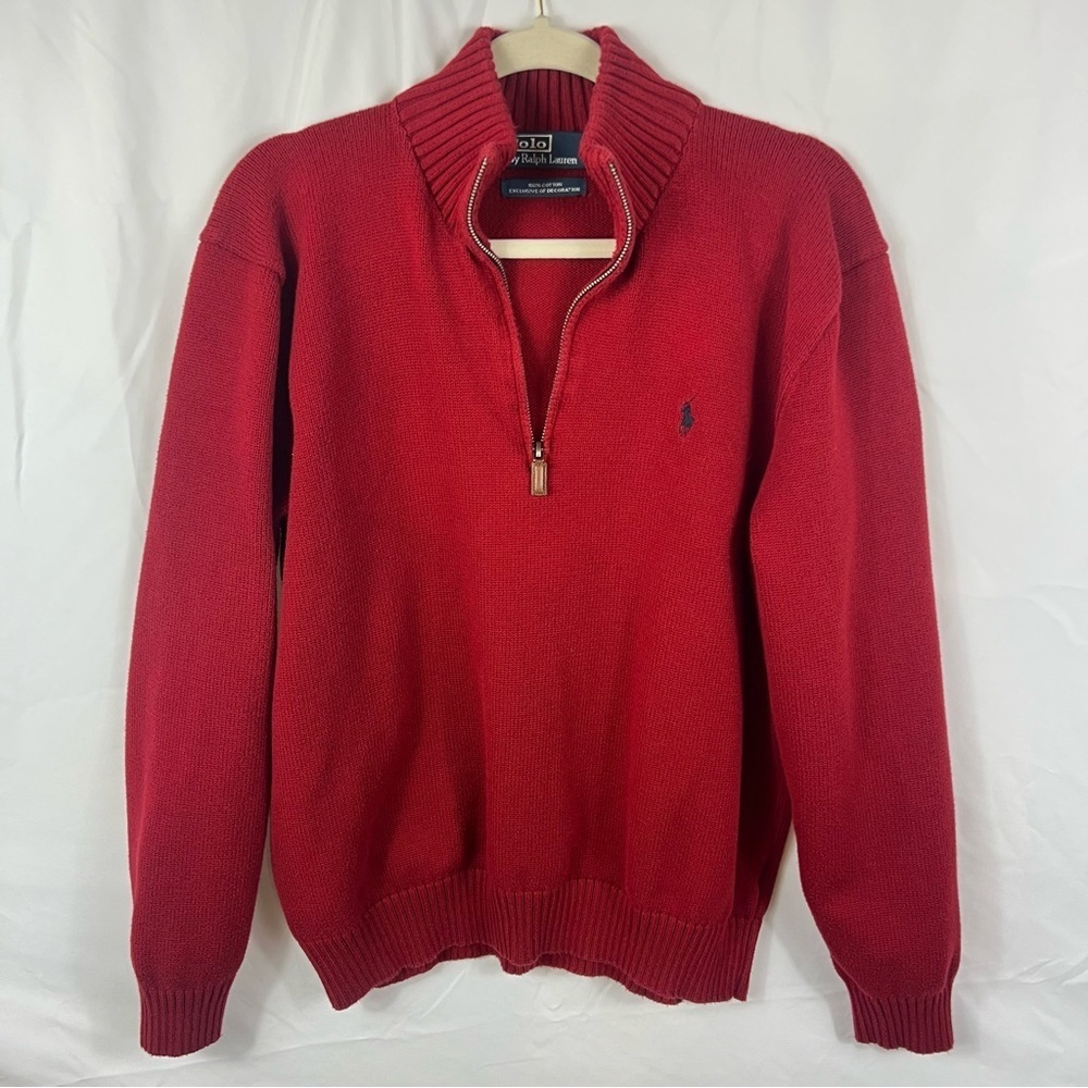 Ralph Lauren Men's Red Quarter Zip Sweater